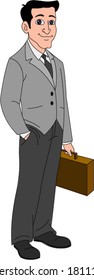 Attractive man in business attire with briefcase