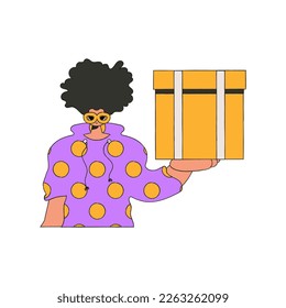 Attractive man holding a box in his hands. Understanding the process of parcel and cargo delivery.