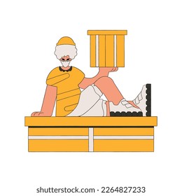 An attractive man is holding boxes. The essence of delivering packages and freight.