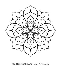 Atraente Mandala Colorir Página. Design de vetor preto e branco simples em fundo branco limpo