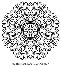 Diseño atractivo del mandala con las líneas limpias para colorear el libro, el tatuaje y el diseño de la henna, diseño del mandala para los adultos y los niños que colorean el libro
