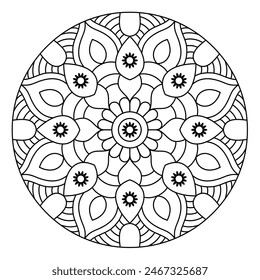 attractive mandala design for coloring book, soothing and simple mandala art
