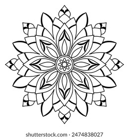 attractive mandala design for coloring book, tattoo design, wall art, simple mandala art
