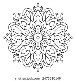 attractive mandala design for coloring book, tattoo design, wall art, simple mandala art
