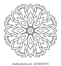 diseño atractivo de mandala para colorear libro, diseño de tatuajes, arte de la pared, arte simple de mandala
