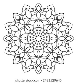 atractivo diseño de mandala para colorear libro, tatuaje y diseño de henna, arte creativo de mandala
