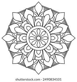 attractive mandala design for coloring book, tattoo design