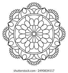 attractive mandala design for coloring book, tattoo design