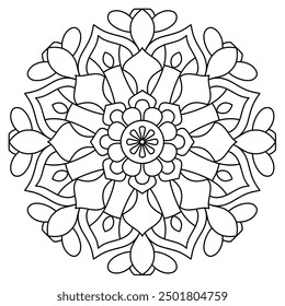 attractive mandala design for coloring book, wall art, tattoo design, mandala art for henna design, relaxing and decorative mandala design
