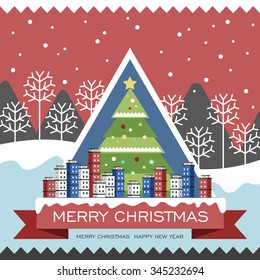 attractive Merry Christmas poster in flat design