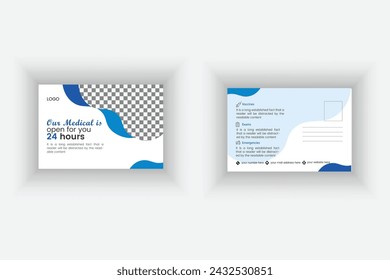 Attractive and minimal simple post card vector template design.