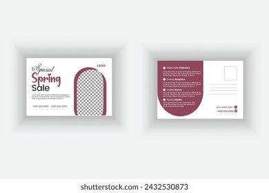 Attractive and minimal simple post card vector template design.