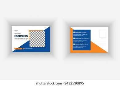 Attractive and minimal simple post card vector template design.