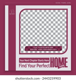 Attractive minimal social media post banner design for real estate business.