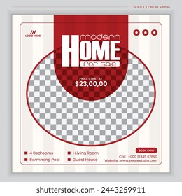 Attractive minimal social media post banner design for real estate business.