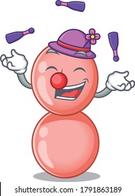 An attractive neisseria gonorrhoeae cartoon design style playing juggling