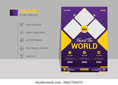 Attractive new travel flyer design, Modern travel flyer design vector file