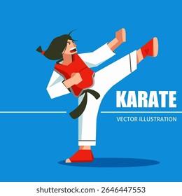 Attractive and nice minimalist karate cartoon vector illustration