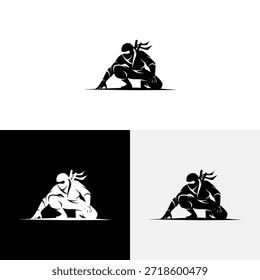 Una atractiva ilustración de diseño de icono de logotipo ninja