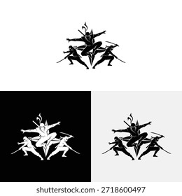 Una atractiva ilustración de diseño de icono de logotipo ninja