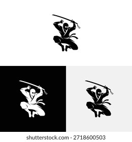 Una atractiva ilustración de diseño de icono de logotipo ninja