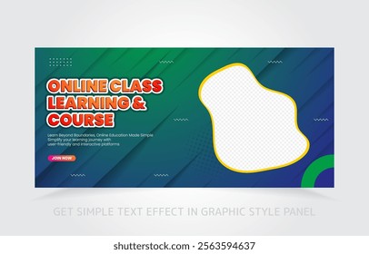 Attractive online education banner for digital learning and course promotions.