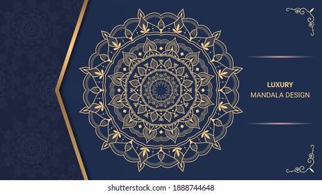 Attractive and ornamental Mandala background design with golden color. Abstract mandala design for invitation card, wedding card.