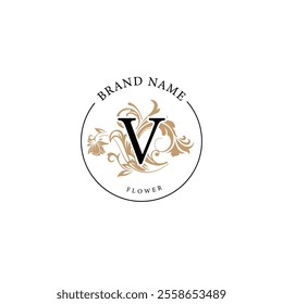 attractive ornaments letter logo design with editable texts