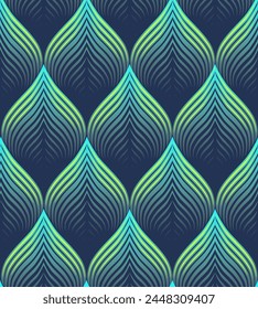 Attractive petal seamless pattern. Blue green vector pattern for packaging and stylish background