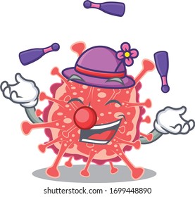 An attractive polyploviricotina cartoon design style playing juggling