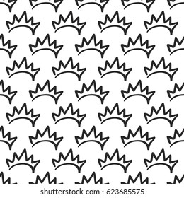 Attractive princess crown vector seamless pattern background. Beautiful illustration with hand drawn crowns. Stylish fashion backdrop for invitation and wedding decoration design.