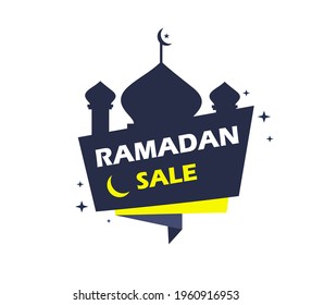 Attractive Ramadan sales label badge template design background.