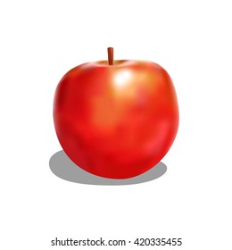 attractive red apple with shadow