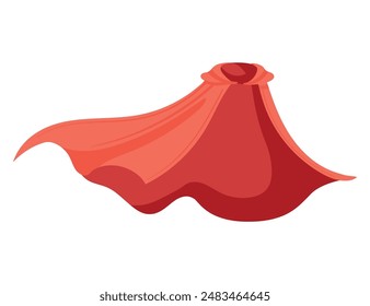 Attractive red cloak flutters in the wind, fastened near the neck vector illustration