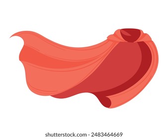 Attractive red cloak flutters in the wind, fastened near the neck vector illustration