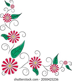 Attractive red floral pattern design of frame or border for greeting card, page, invitation. 