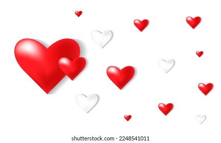 Attractive red and white hearts background