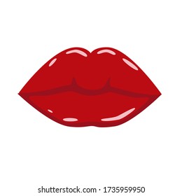 Attractive red  women's  lips isolated on white. Vector illustration.