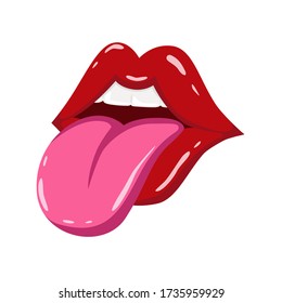 Attractive Red Womens Lips Tongue Isolated Stock Vector (Royalty Free ...