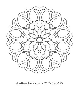 Attractive Relaxation Floral Mandala for Coloring Book Design