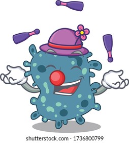 An attractive rickettsia cartoon design style playing juggling