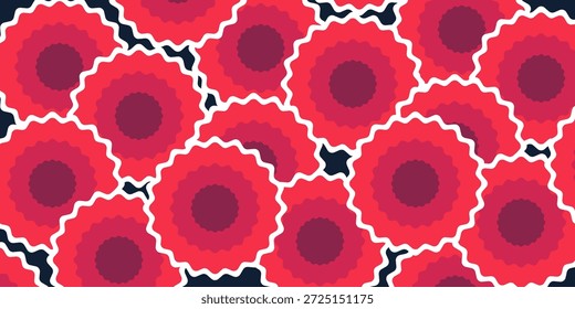 Attraktiver nahtloser roter floraler Hintergrund. Design für Banner, Poster, Grußkarten und Geschenkverpackungen.