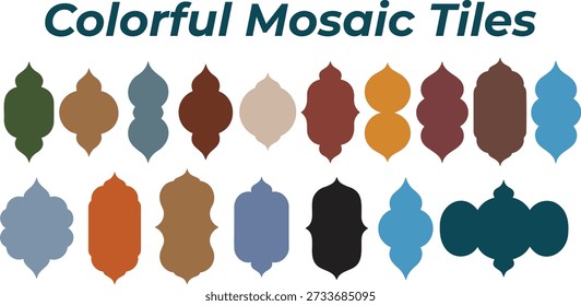 An attractive selection of diverse mosaic tile designs in a range of muted and pastel colors, perfect for decorative applications.