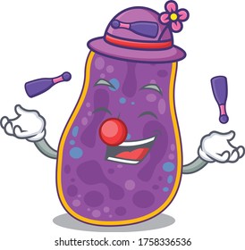 An attractive shigella sp. bacteria cartoon design style playing juggling