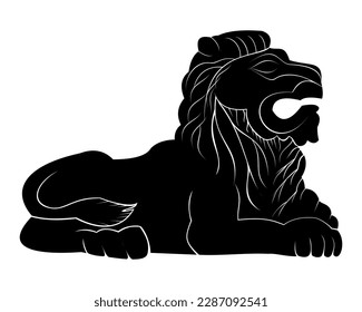 attractive silhouette lion logo vector