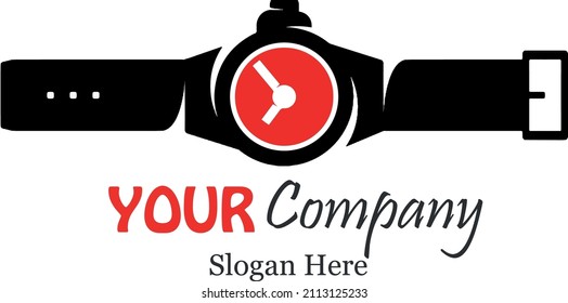 An attractive simple logo with a watch object as a timepiece. Describing time or hours is in business concept.