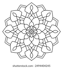 attractive and simple mandala design with clean lines for coloring book, mandala design for adults coloring book
