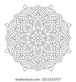 Design atraente e simples mandala para colorir livro. arquivo vetorial. arquivo vetorial, design de tatuagem, arte de parede, arte mandala simples, Design para um papel de parede Camisa de pintura e azulejo Sticker Design, arquivo vetorial