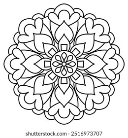 attraktives und einfaches Mandala-Design zum Färben von Büchern, Tätowierungen und Henna-Designs , Mandala-Design für Erwachsene und Kinder-Malbuch
