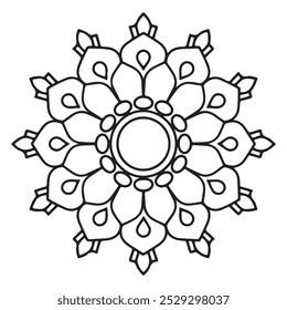 Diseño atractivo y simple del mandala para colorear el libro, arte relajante y simple del mandala, diseño del logotipo del yoga 